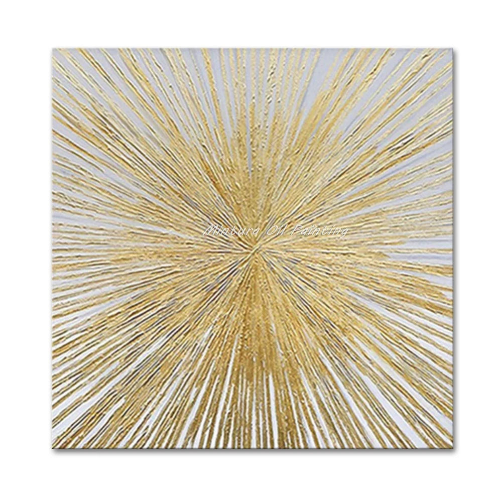 Mintura,Handpainted Golded Sun Oil Painting on Canvas,Modern Home Decor,Abstrect Texture Art Poster,Wall Picture