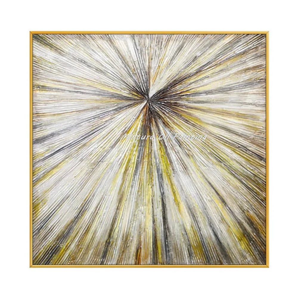 Mintura,Handpainted Golded Sun Oil Painting on Canvas,Modern Home Decor,Abstrect Texture Art Poster,Wall Picture