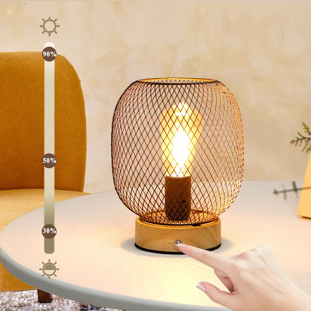 Dimmable Touch Bedside Table Lamp Metal Rechargeable Battery Powered with LED Bulb for Weddings Patio