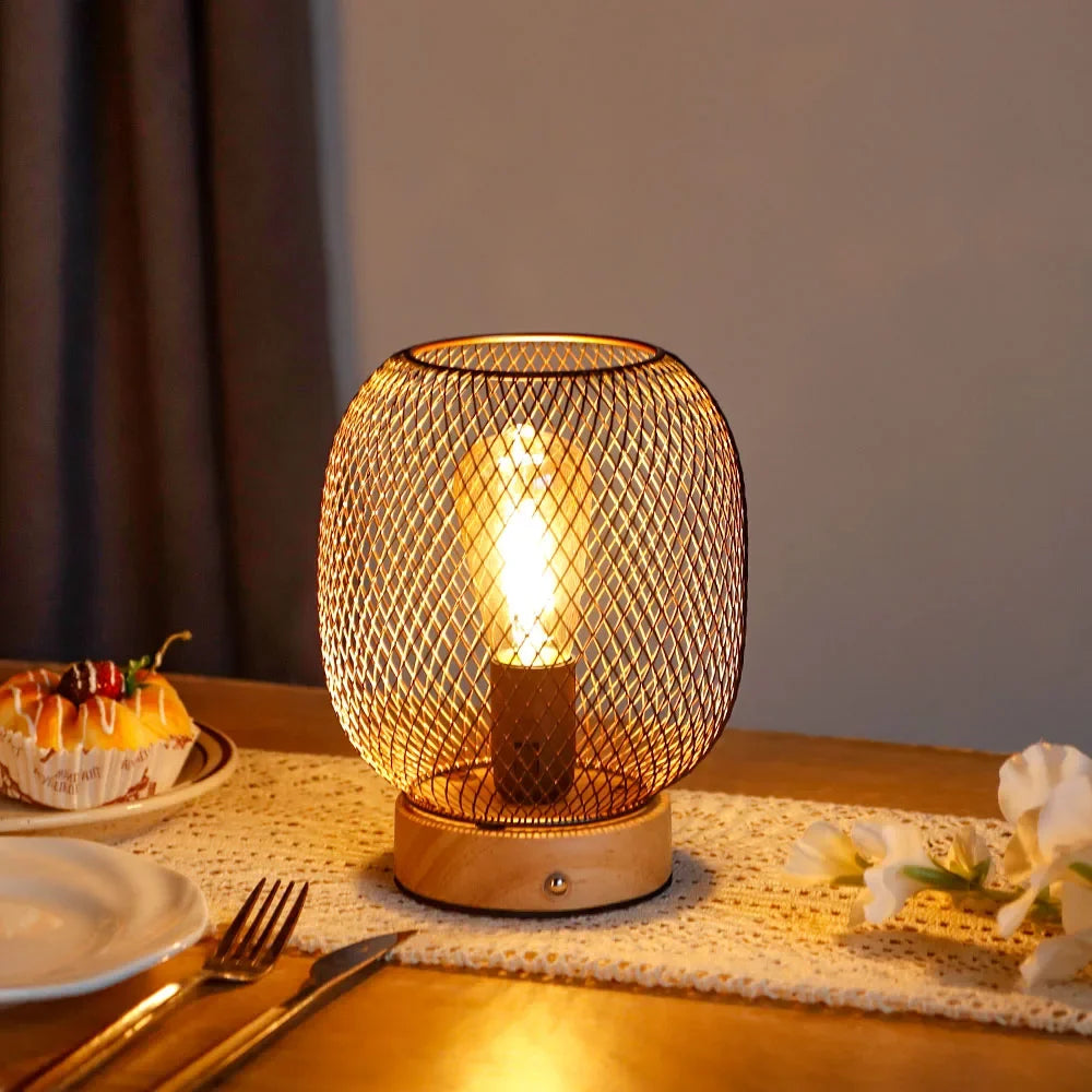 Dimmable Touch Bedside Table Lamp Metal Rechargeable Battery Powered with LED Bulb for Weddings Patio