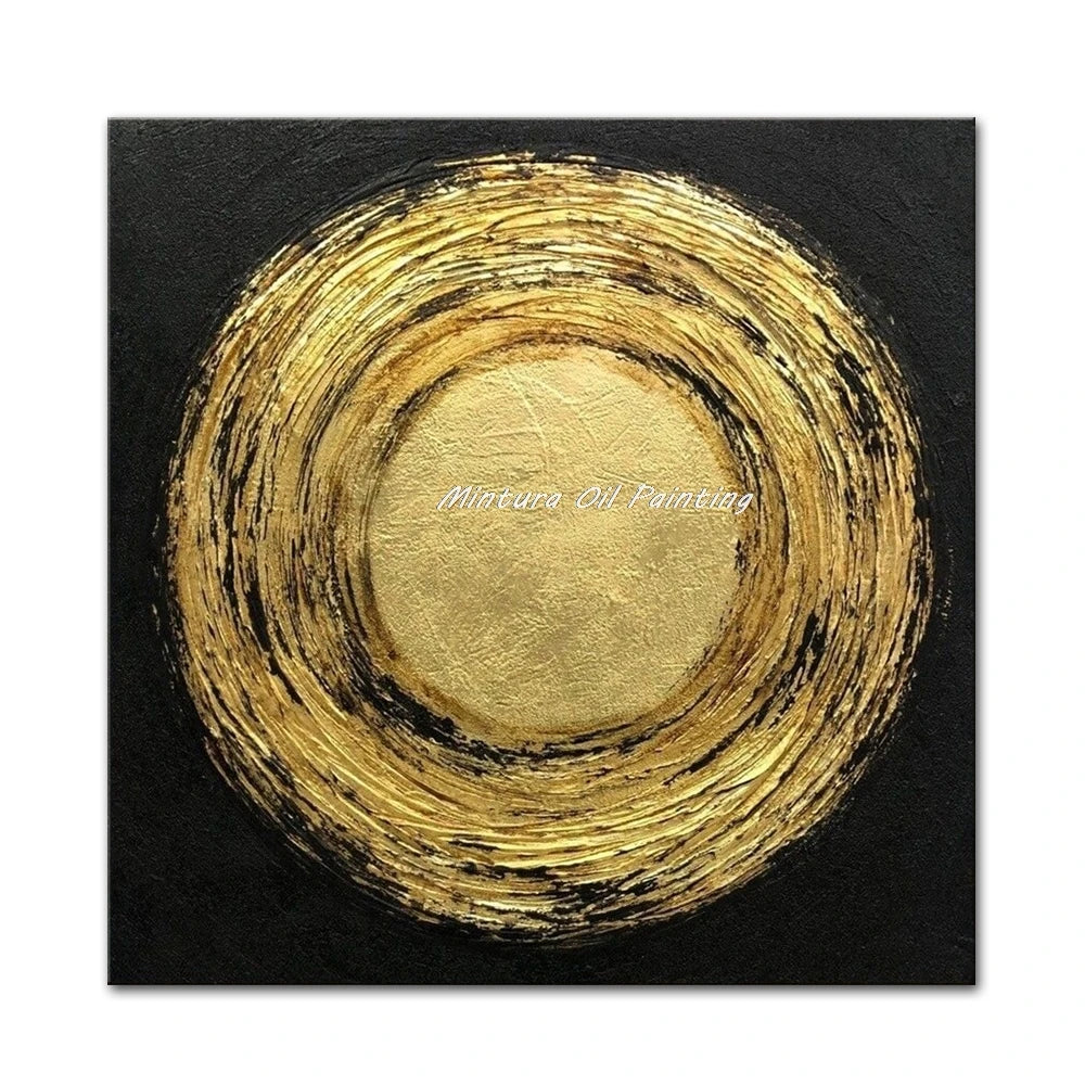 Mintura,Handpainted Golded Sun Oil Painting on Canvas,Modern Home Decor,Abstrect Texture Art Poster,Wall Picture