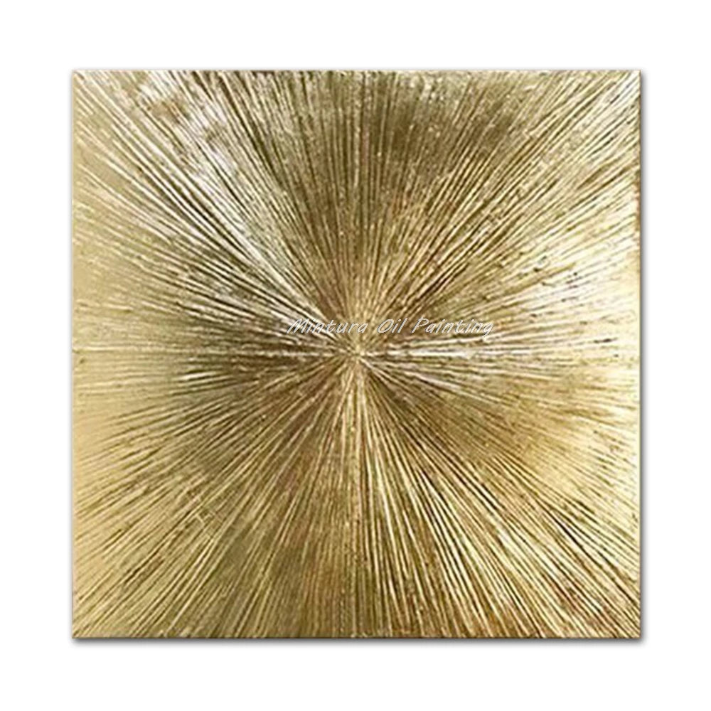 Mintura,Handpainted Golded Sun Oil Painting on Canvas,Modern Home Decor,Abstrect Texture Art Poster,Wall Picture