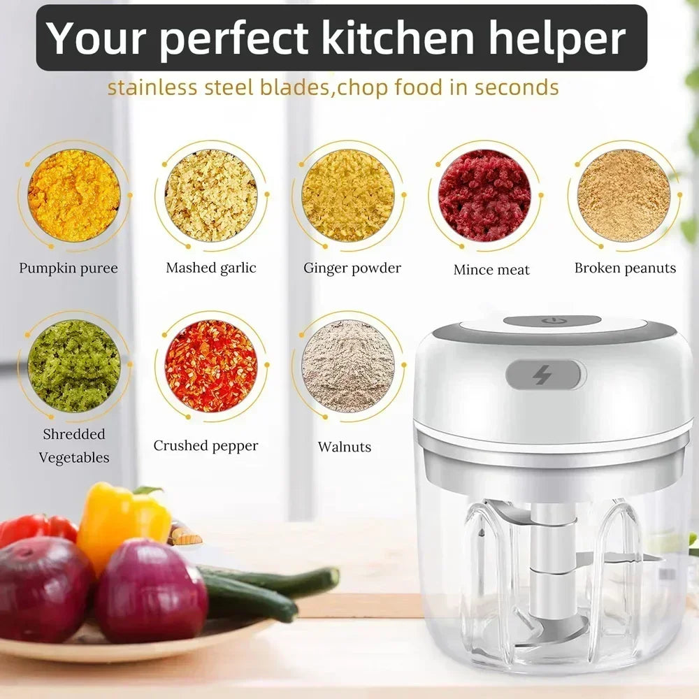 2025 USB Kitchen Chopper - Electric Food Processor for Garlic Meat Vegetables Portable Cooking Gadget
