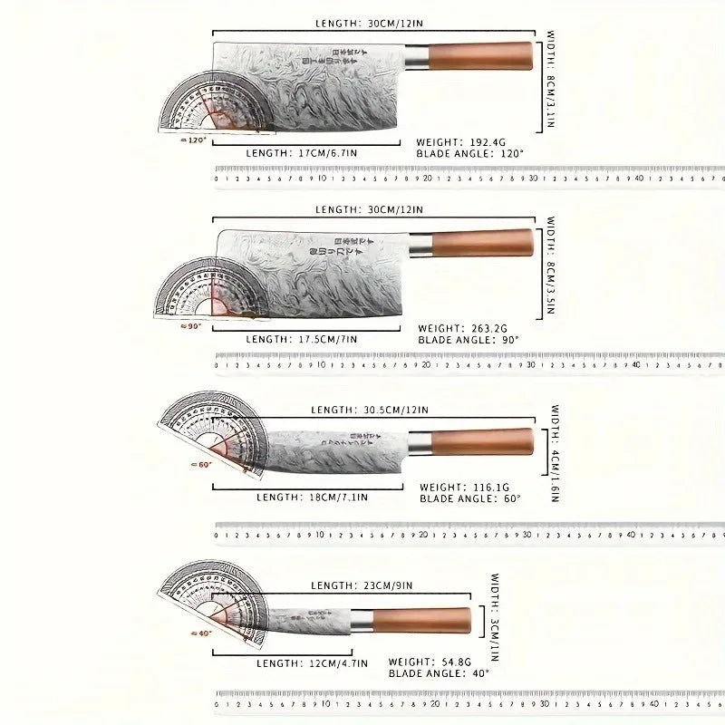 4-Piece Ultra-Sharp Japanese Chef Knife Set-Professional Kitchen Knives for Meat,Bones, and Fruit.Perfect kitchen