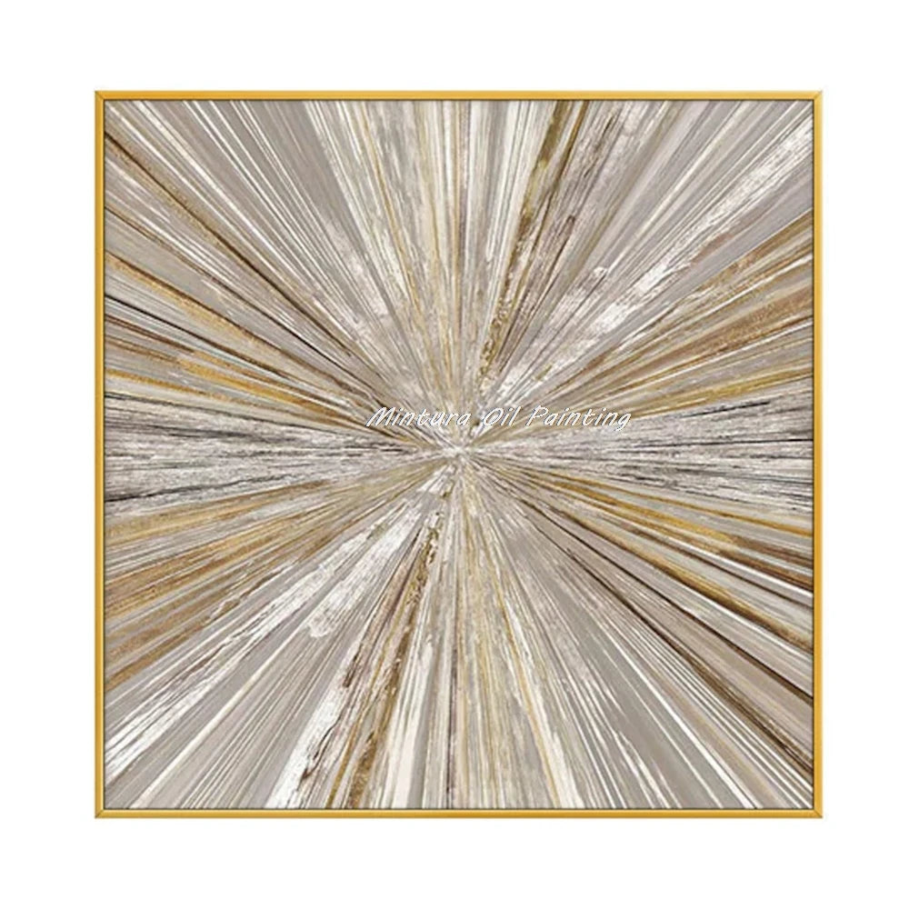 Mintura,Handpainted Golded Sun Oil Painting on Canvas,Modern Home Decor,Abstrect Texture Art Poster,Wall Picture