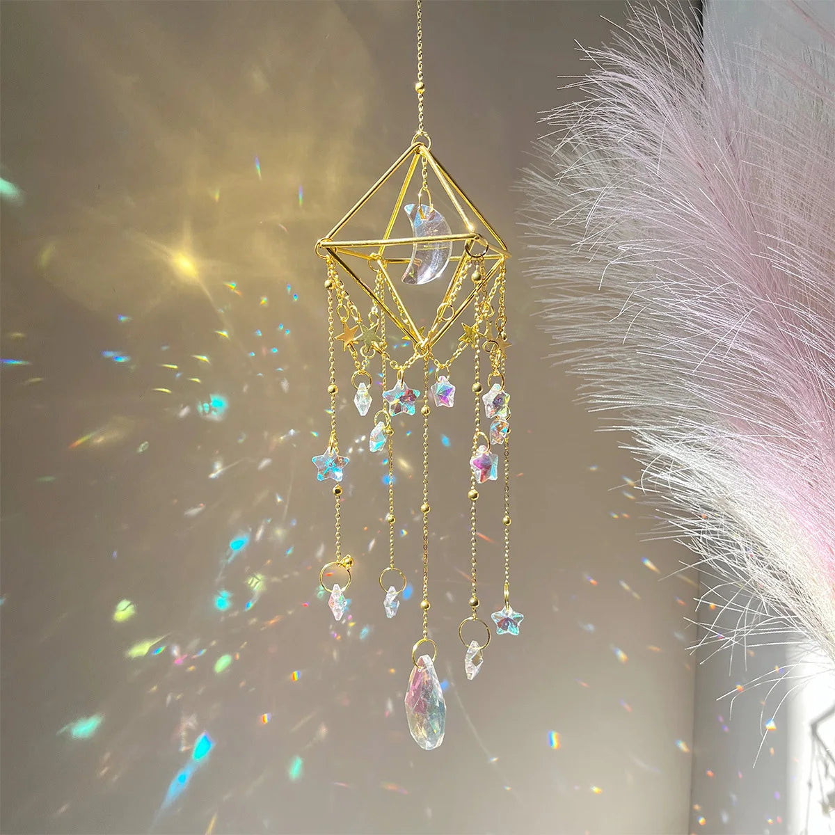1Pc Crystal Hanging Light Catcher, Crystal Prism, Light Catcher, Light Catcher, Window and Garden Decoration
