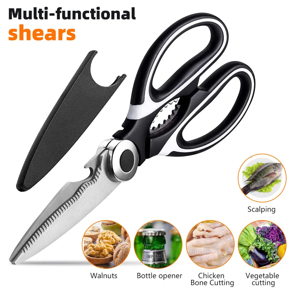 Multifunctional Scissors Kitchen Stainless Steel Scissors Chicken Bone Meat Fish Killing Dedicated Household Gadgets