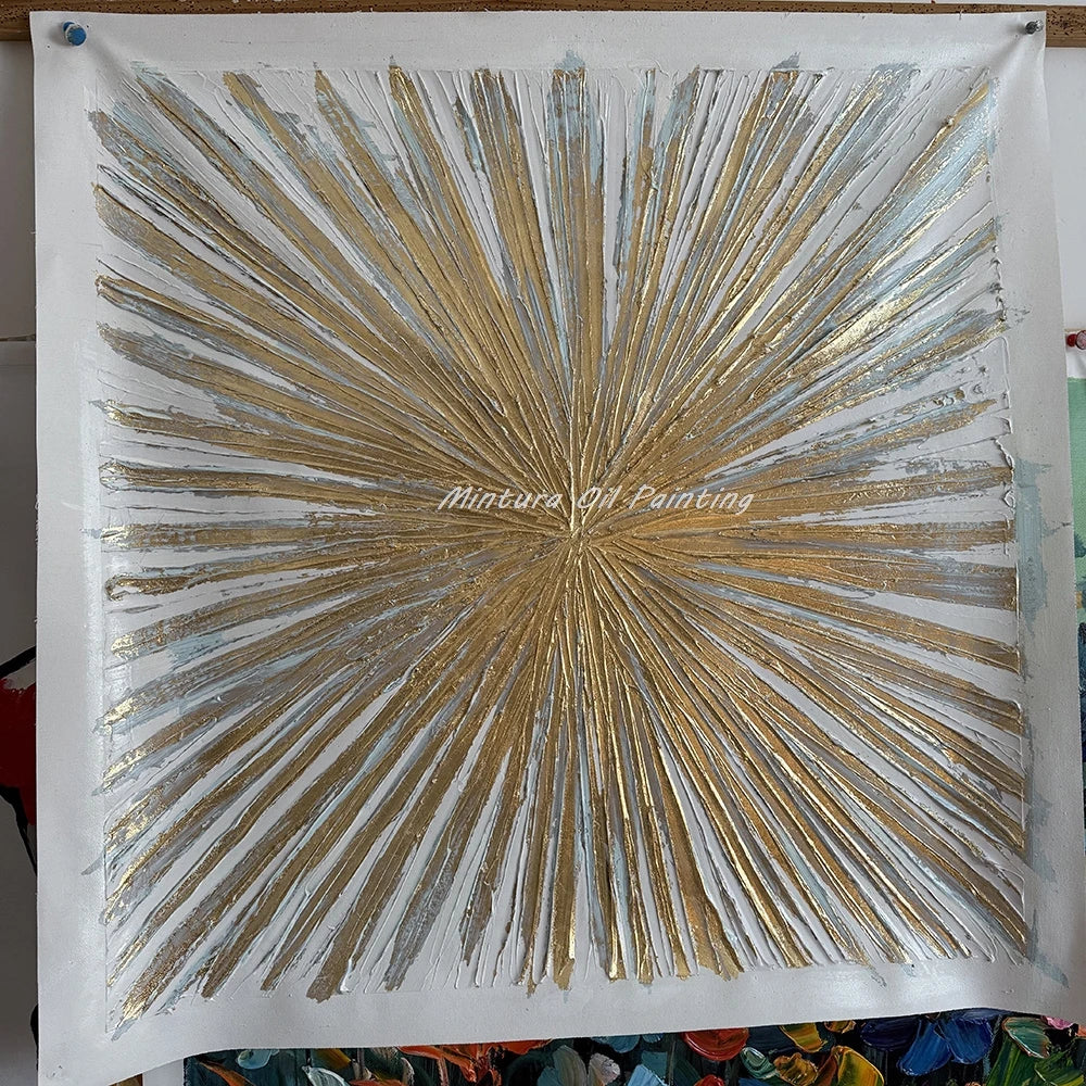 Mintura,Handpainted Golded Sun Oil Painting on Canvas,Modern Home Decor,Abstrect Texture Art Poster,Wall Picture
