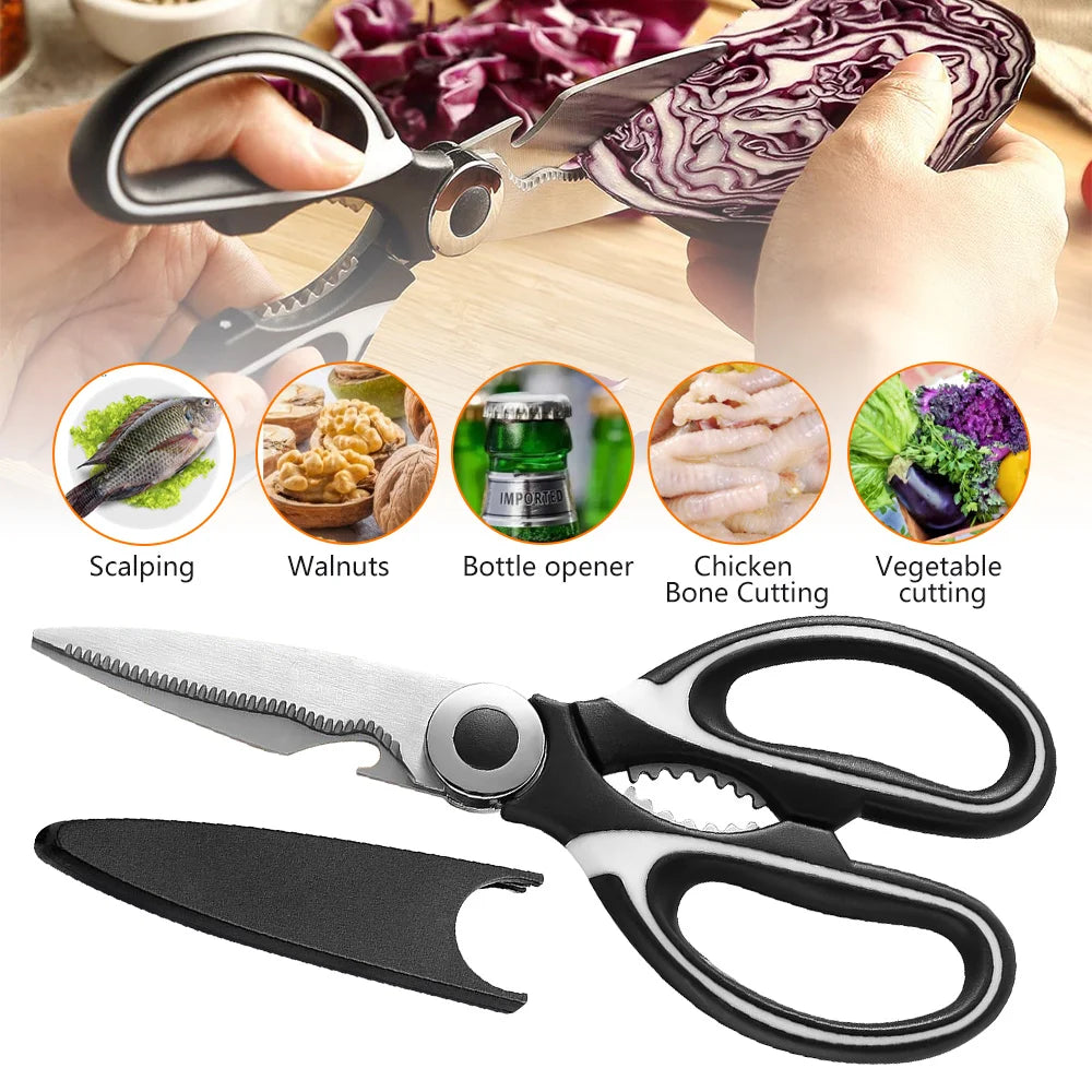 Multifunctional Scissors Kitchen Stainless Steel Scissors Chicken Bone Meat Fish Killing Dedicated Household Gadgets