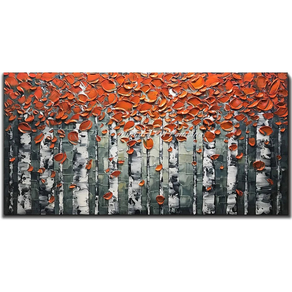 Mintura Hand-painted Abstract Knife Little White Flower Oil Painting on Canvas,Wall Art Pictures for Living Room