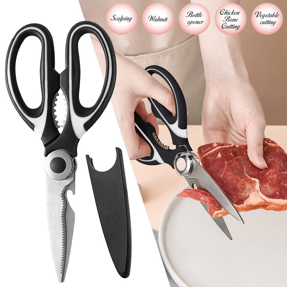 Multifunctional Scissors Kitchen Stainless Steel Scissors Chicken Bone Meat Fish Killing Dedicated Household Gadgets