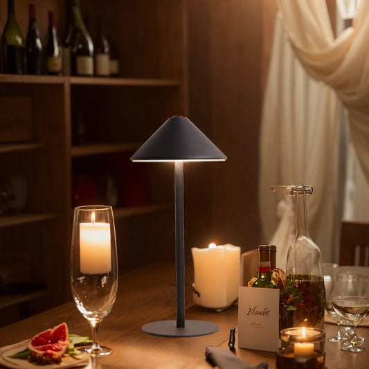 Wireless Touch Light Stepless Dimming Cordless Table Lamp USB Rechargeable 3 Color Temperature Metal Cordless Portable