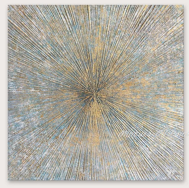 Mintura,Handpainted Golded Sun Oil Painting on Canvas,Modern Home Decor,Abstrect Texture Art Poster,Wall Picture