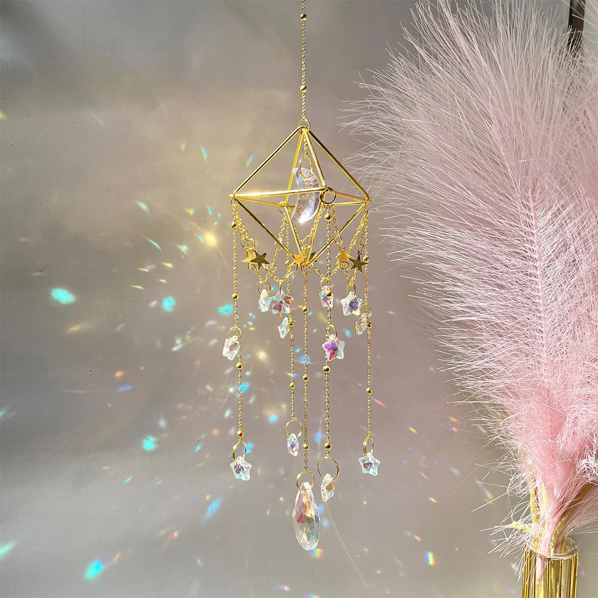 1Pc Crystal Hanging Light Catcher, Crystal Prism, Light Catcher, Light Catcher, Window and Garden Decoration