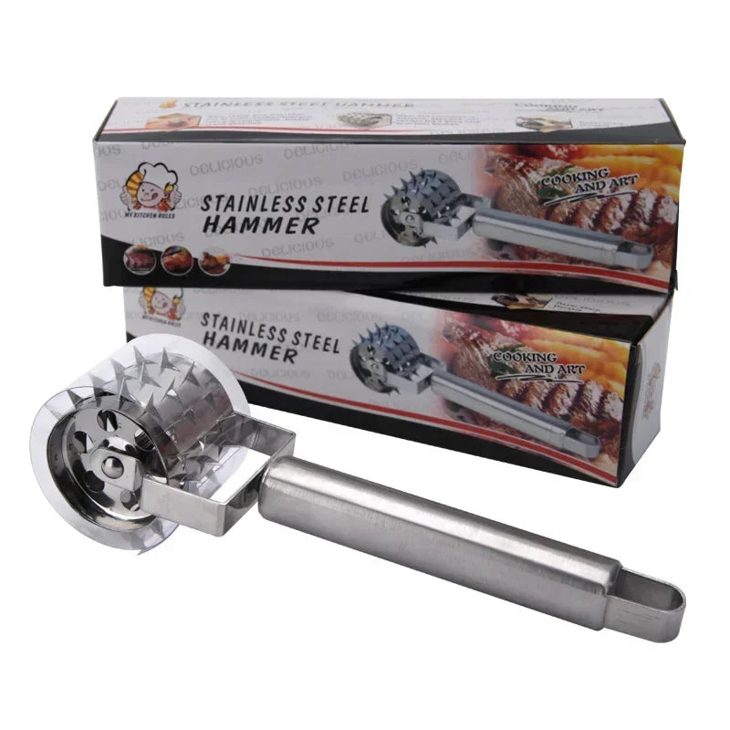 1Pcs Stainless Steel Meat Tenderizer Chopper Roller  Hammer For Steak Knock-Sided  Pork Pounders Cooking Kitchen