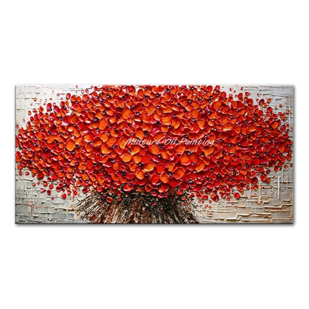 Mintura Hand-painted Abstract Knife Little White Flower Oil Painting on Canvas,Wall Art Pictures for Living Room
