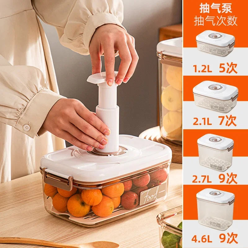 Vacuum Preservation Box Food Sealing Container Draining Miscellaneous Grain Storage Container Kitchen Refrigerator