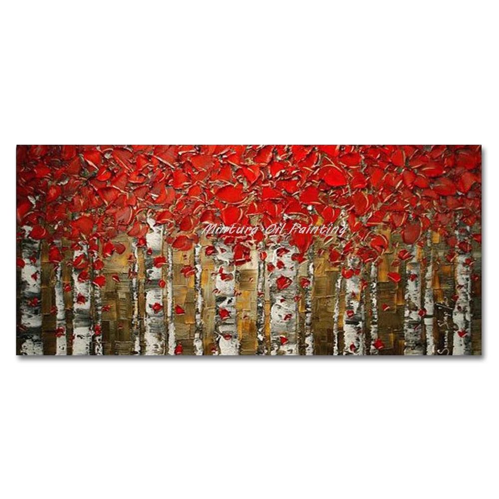 Mintura Hand-painted Abstract Knife Little White Flower Oil Painting on Canvas,Wall Art Pictures for Living Room