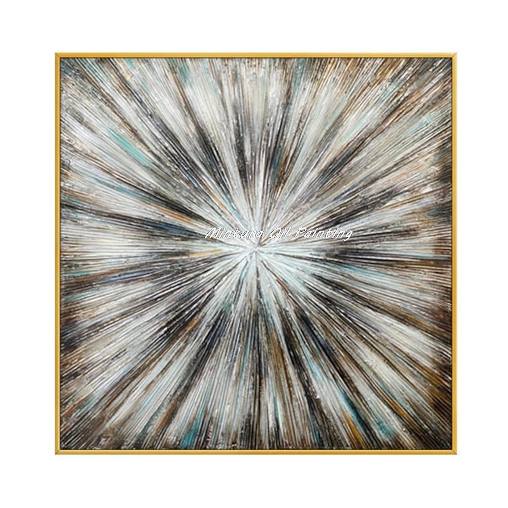 Mintura,Handpainted Golded Sun Oil Painting on Canvas,Modern Home Decor,Abstrect Texture Art Poster,Wall Picture