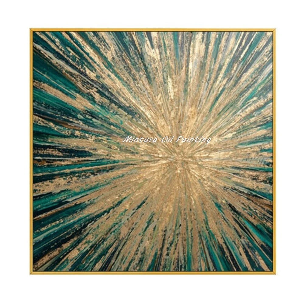 Mintura,Handpainted Golded Sun Oil Painting on Canvas,Modern Home Decor,Abstrect Texture Art Poster,Wall Picture